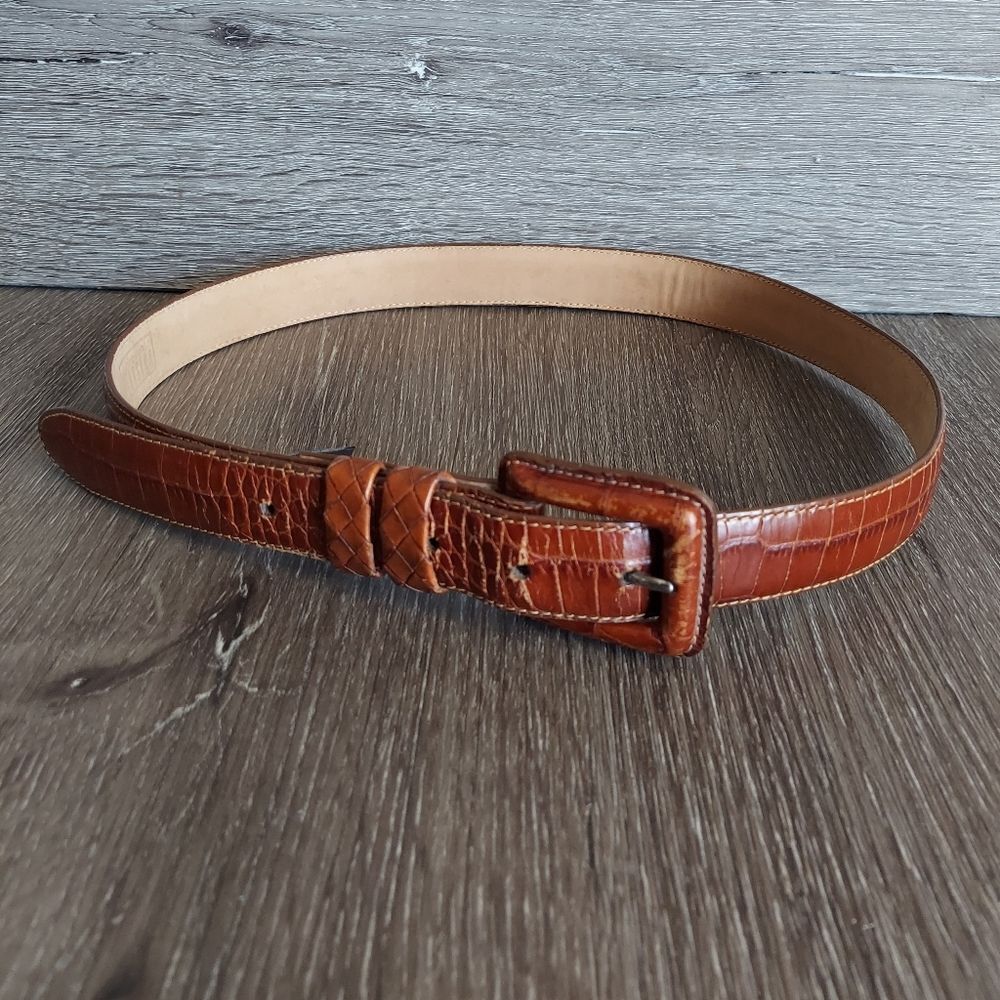 Brighton Croc Print Leather Belt 34
